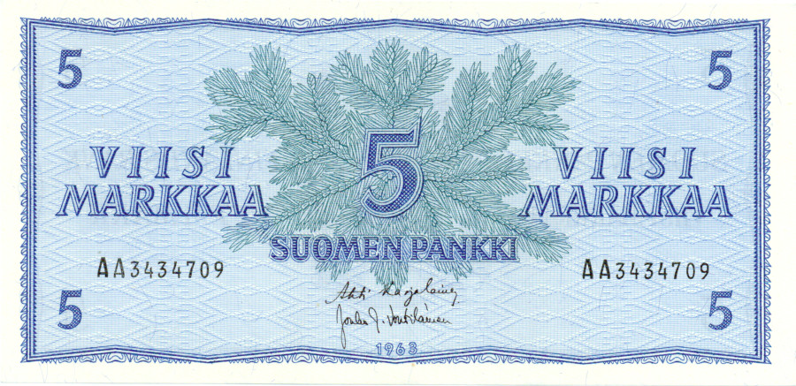 5 Markkaa 1963 AA3434709 kl.7
